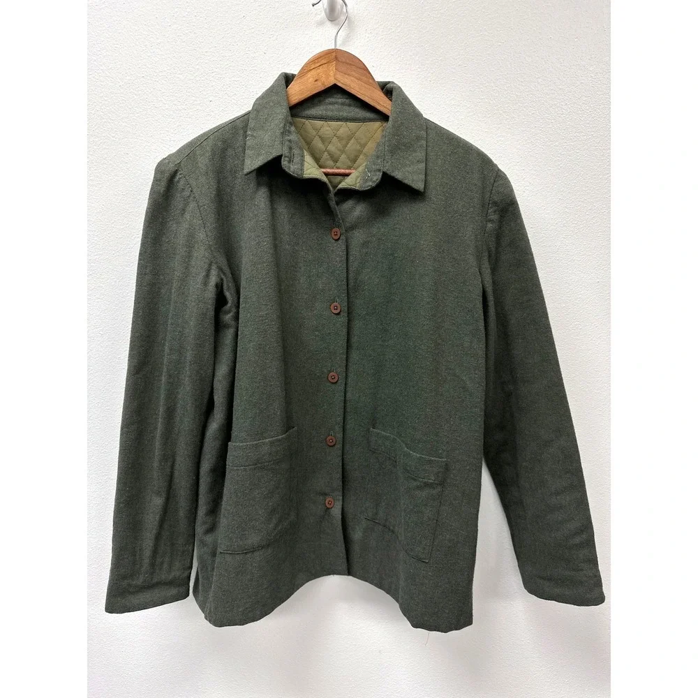 Unbranded Quilt Lined Flannel Shacket Olive Green M